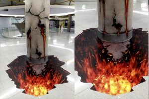 Arte 3D Columna centro comercial Lava crater.