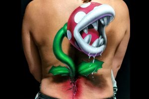 Bodypaint Flor Mario Bross. Aerografía