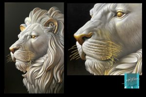 Aerografía sobre lienzo. Leon 90x140 cms