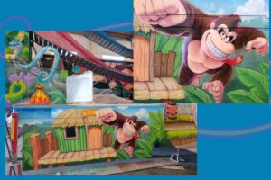 Aerografía atracción Donkey Kong. Atracción de feria